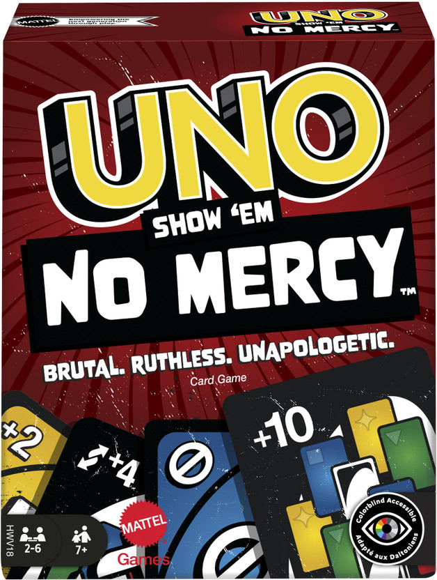mattel GAMES UNO Show em No Mercy Card Game for Kids, Adults, Parties and Travel(Multicolor)