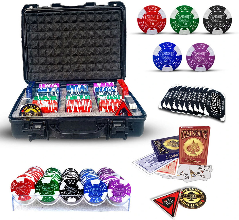 Casinoite Billium Clay 300 Poker Chips Set with Bricks Black(Black)