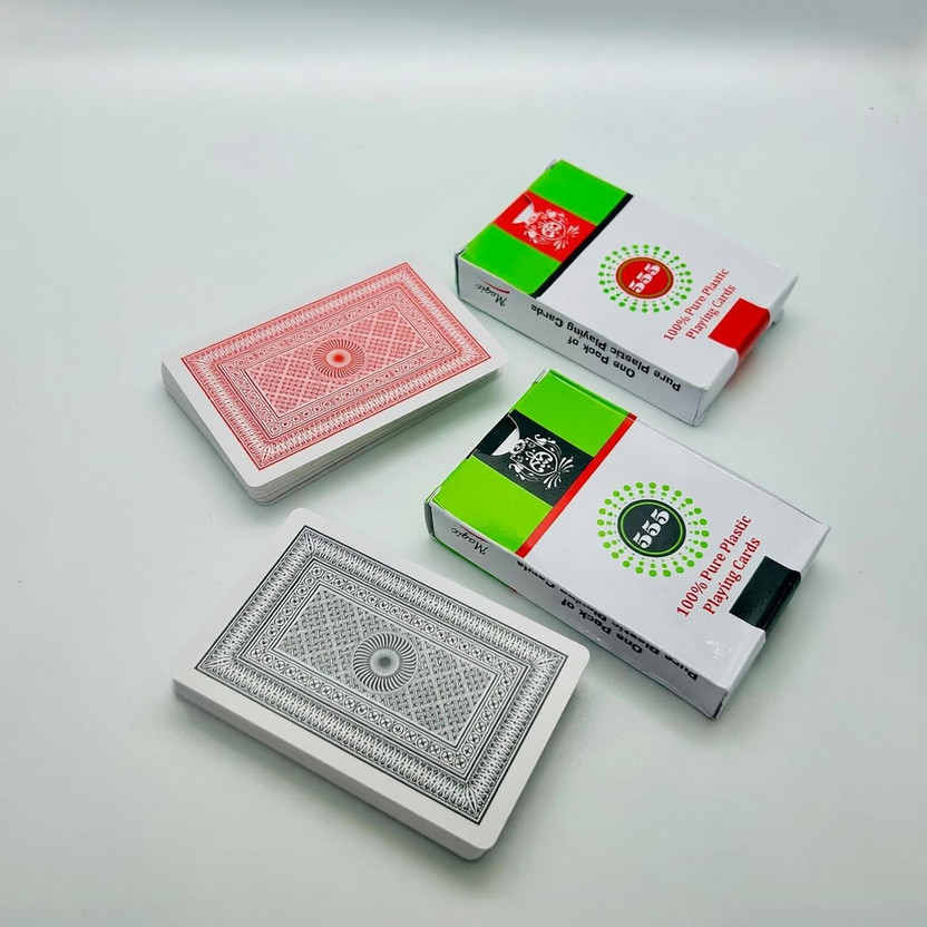 wizerdy 555 Plastic Mark Card Deck Set of 2 (Red & Black)(RED & BLACK)