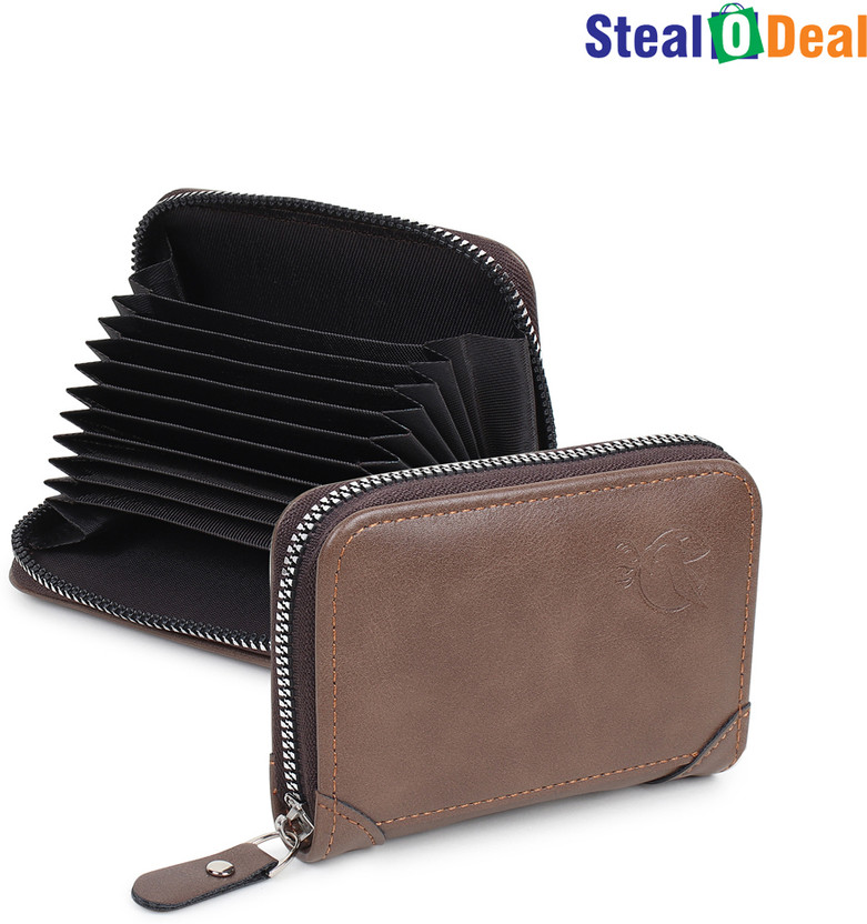 StealODeal RFID protector leather credit/debit slot 9 Card Holder(Set of 1, Multicolor)