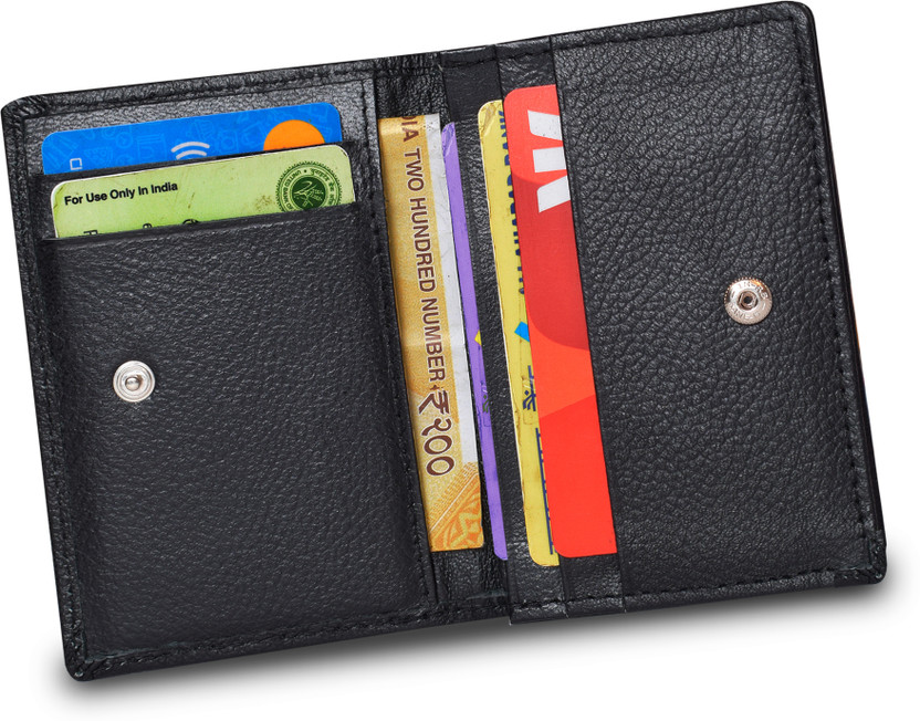 ABYS Genuine Leather Card Case for Men Women Wallet RFID Protected Card Holder 4 Card Holder(Set of 1, Black)