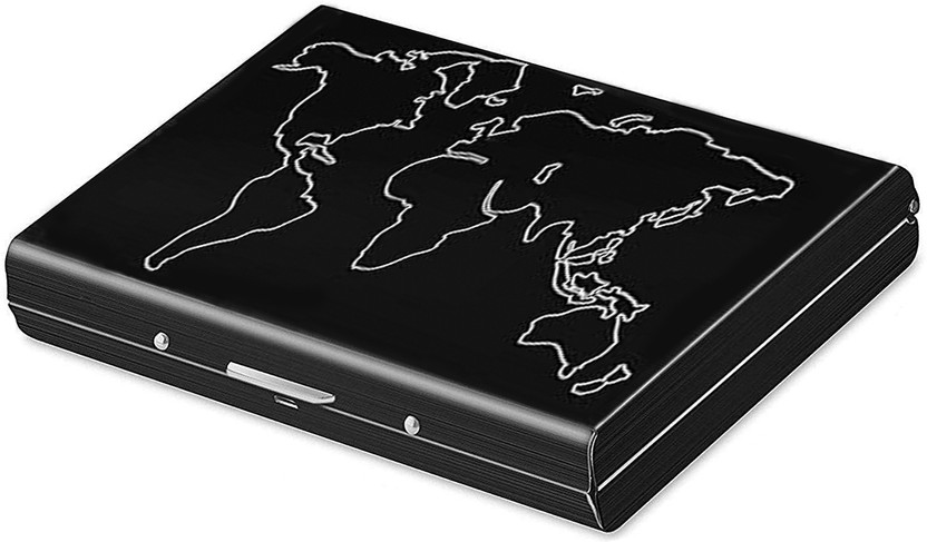 Flipkart SmartBuy Worldly Elegance Metal with Laser-Printed World Map Credit/Debit 8 Card Holder(Set of 1, Black)