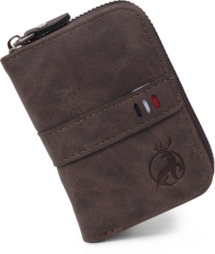 Flipkart SmartBuy Long-Lasting 9 Card Slot|2 Cash Slot Brown Leather Zip Debit/Credit 10 Card Holder(Set of 1, Brown, Beige)
