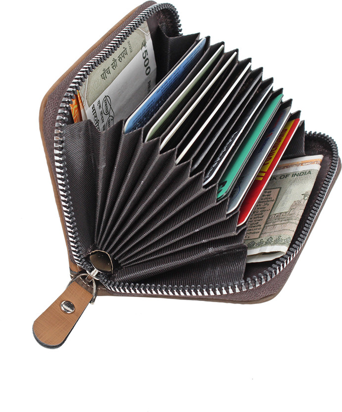 StealODeal Long-Lasting Leather Zipper Debit/Credit/ATM 11 to 10 Card Holder(Set of 1, Grey)