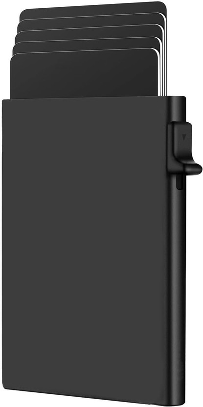 Yellowcoin Aluminium Pop-Up Slim Card Wallet RFID Blocking Minimalist Design for Men 6 Card Holder(Set of 1, Black)