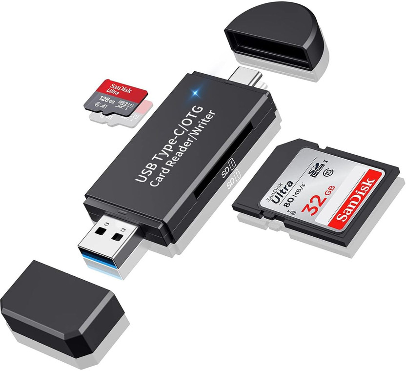Foxne Point USB 3.0 / Type-C Micro SDXC SD TF OTG Adapter Memory Card Reader USB Type-C/OTG Card Reader(Black, Grey)