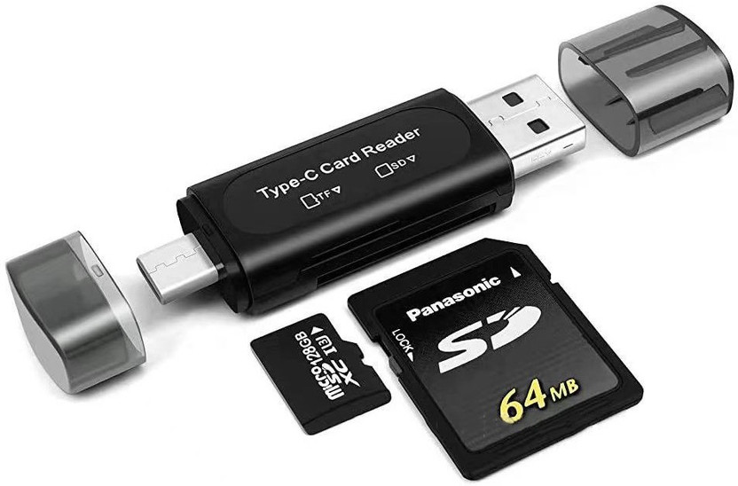 Good One 3 in 1 SD Card Reader | USB Type C, USB 3.0 and Micro USB, OTG, Memory Card Card Reader(Black)