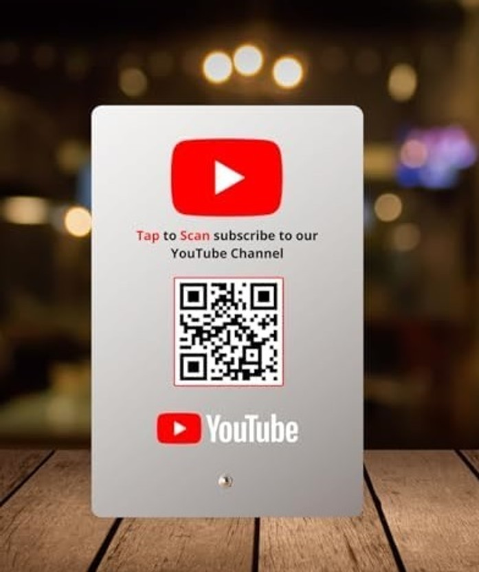 tinydabba YouTube Standee with NFC & QR Code | Acrylic Standee for Channel or Video Access Business Card(Silver, Pack of 1)