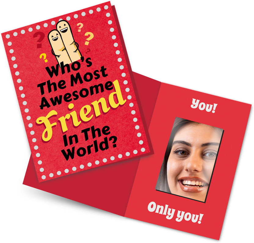 Exciting Lives Most Awesome Friend Mirror Card - Gift for Friends - For Friendship Day Greeting Card(Red, Pack of 1)