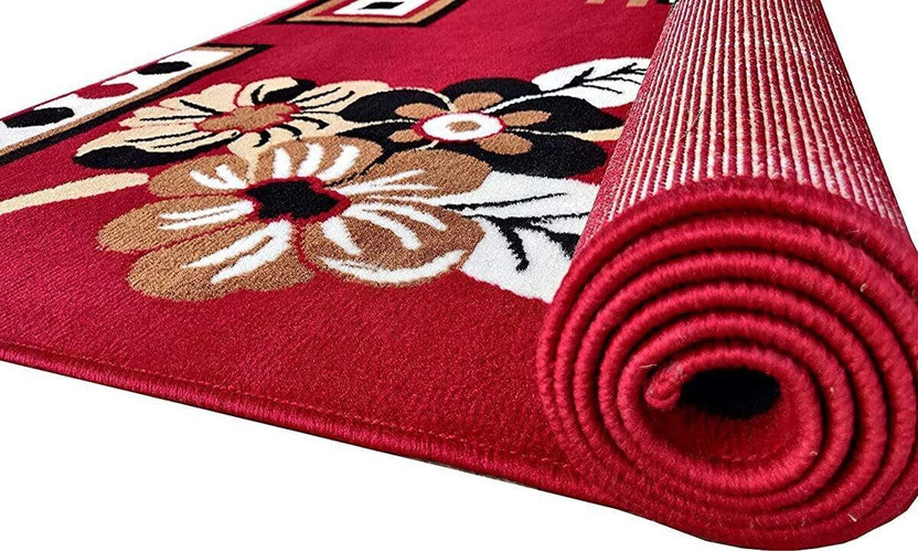 Alina International 5 Feet  X 7 feet Silk Carpet(Rectangle, Red)