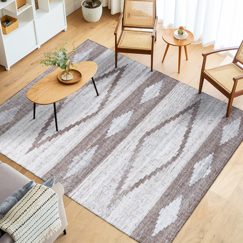 loop loop and cut 152 cm  X 244 cm Polyester Carpet(Rectangle, Brown, White) - Flipkart Deal