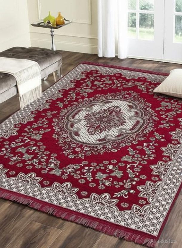 THE FRESH LIVERY 4 ft  X 6 ft Cotton Carpet(Rectangle, Red)