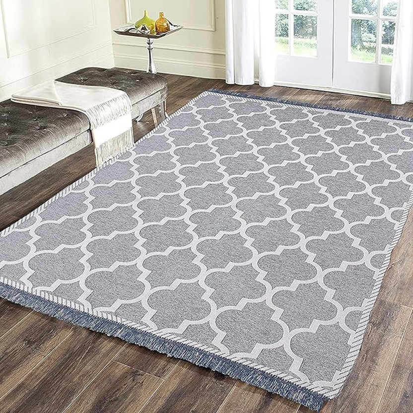 RADECOR 5 ft  X 7 ft Velvet Carpet(Rectangle, Grey)