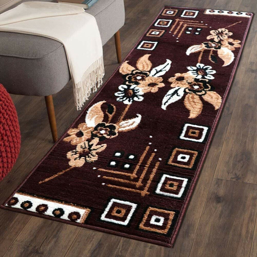 AfCarpets 2 cm  X 5 cm Polyester Carpet(Rectangle, Brown)