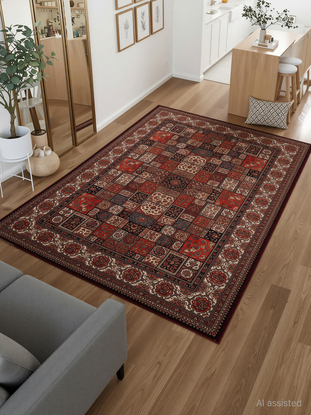 STATUS 90 cm  X 150 cm Velvet Carpet(Rectangle, Orange, Brown)