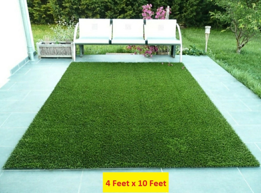 COMFY HOME 4 ft  X 10 ft Polypropylene Carpet(Rectangle, Green)