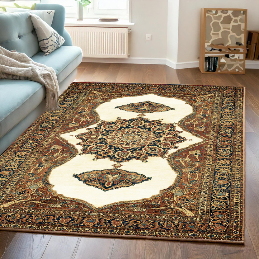Ishro Home 92 cm  X 153 cm Polyester Carpet(Rectangle, White)