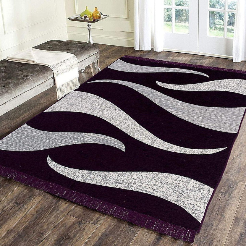 RADECOR 5 ft  X 7 ft Velvet Carpet(Rectangle, Purple)