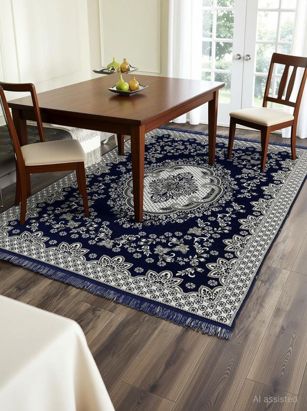 Flipkart Flipkart SmartBuy 137 cm  X 193 cm Cotton Carpet(Rectangle, Dark Blue) - Flipkart Deal
