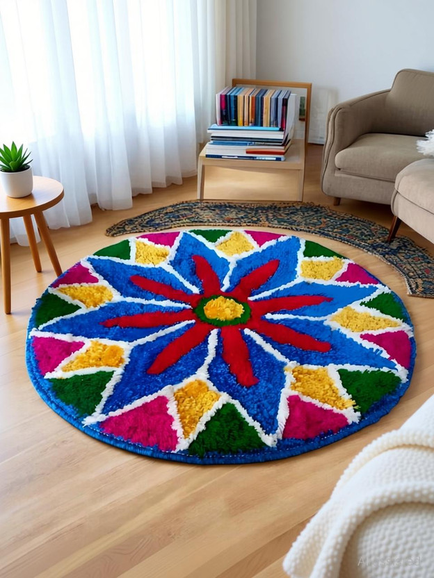 Rylie 60 cm  X 60 cm Cotton Area Rug(Circle, Multicolor)