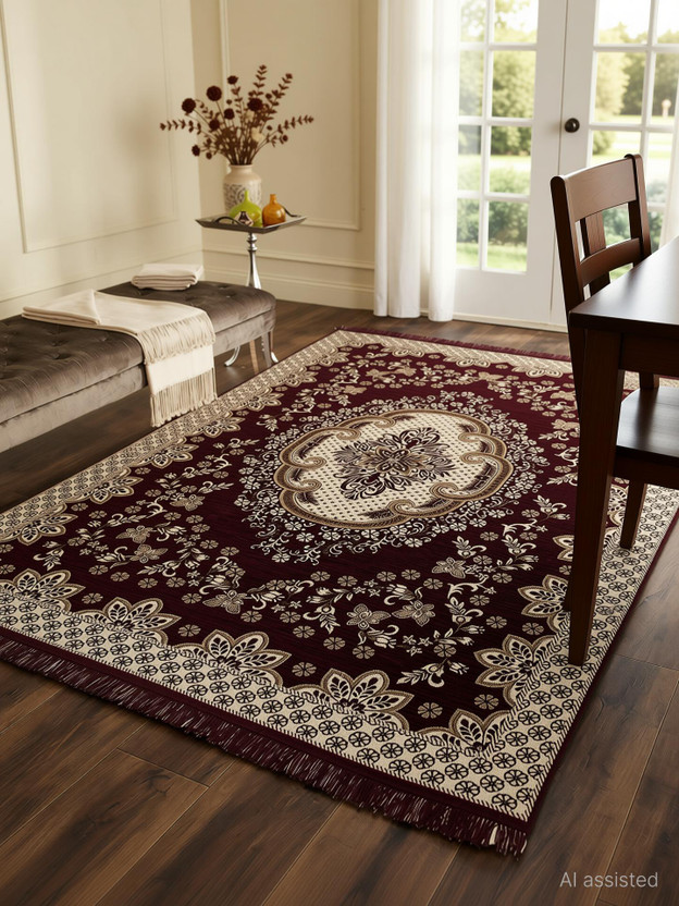 NCS 5 cm  X 7 cm Velvet Carpet(Rectangle, Brown)