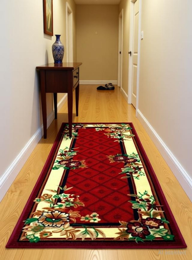 Sparklings 2 ft  X 5 ft Chenille Runner(Rectangle, Red)