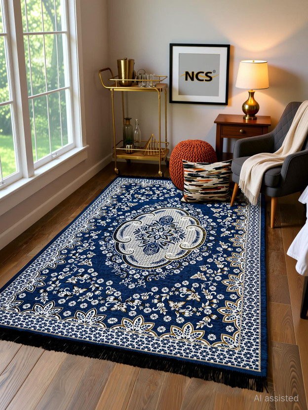 NCS 5 cm  X 7 cm Chenille Carpet(Rectangle, Grey)
