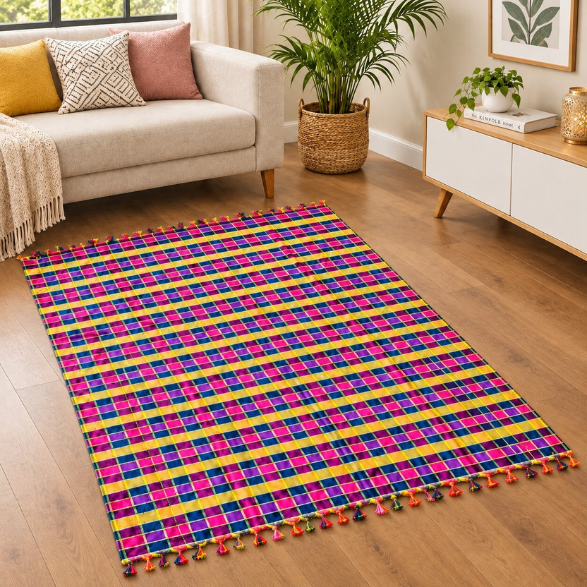 ZEIDHANLOOM 172 cm  X 254 cm Cotton Chatai(Rectangle, Multicolor)