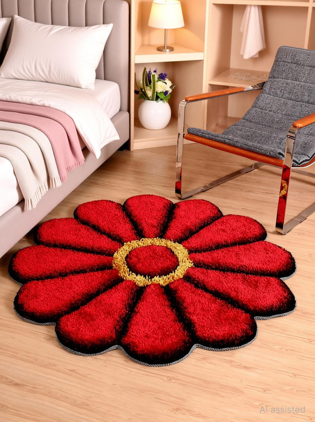 shopgallery shopgallery 2 ft  X 2 ft Polyester Area Rug(Circle, Red) - Flipkart Deal