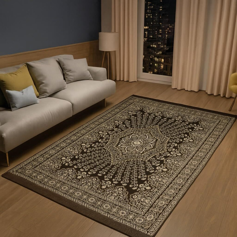Furnishing Hut 152 cm  X 213 cm Cotton Carpet(Rectangle, Brown)
