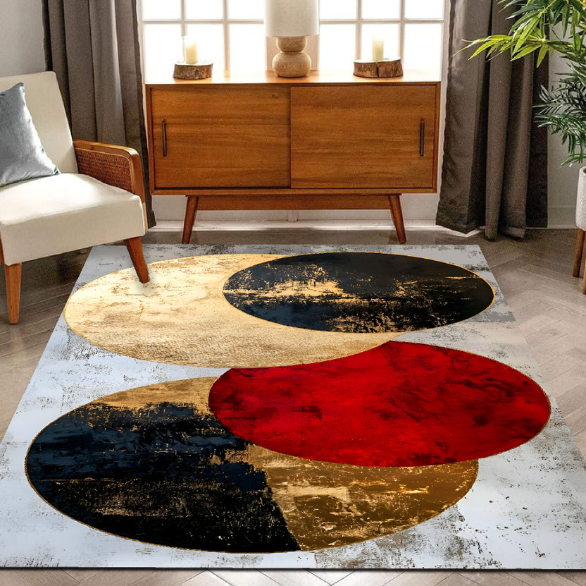 HOLLYWOOD STYLES 5 ft  X 7 ft Velvet Carpet(Rectangle, Gold)