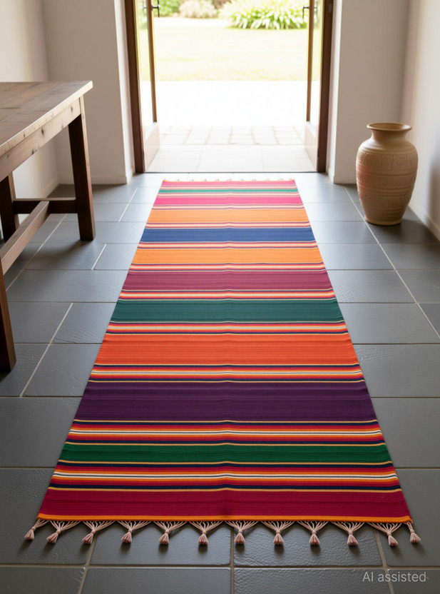 GUNDLA TEXTILE 1 ft  X 7 ft Cotton Carpet(Rectangle, Multicolor)