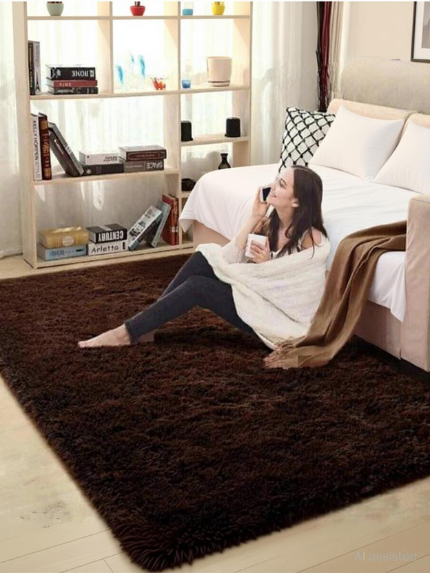 Ra handloom carpet 3 feet  X 5 feet Wool Carpet(Rectangle, Brown)