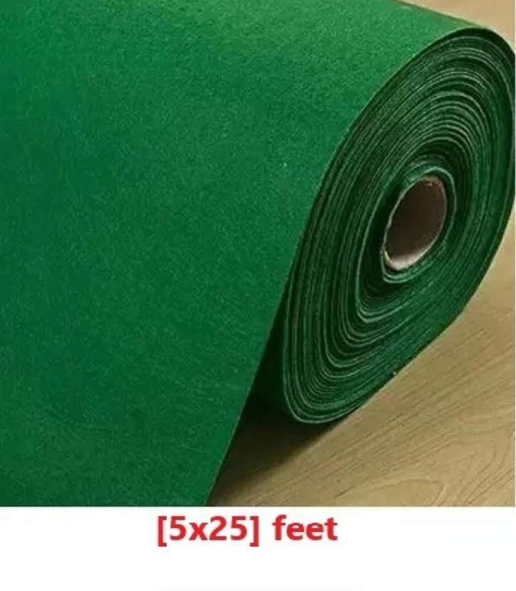 R CARPETS 5 ft  X 25 ft Acrylic Carpet(Rectangle, Green, Multicolor)