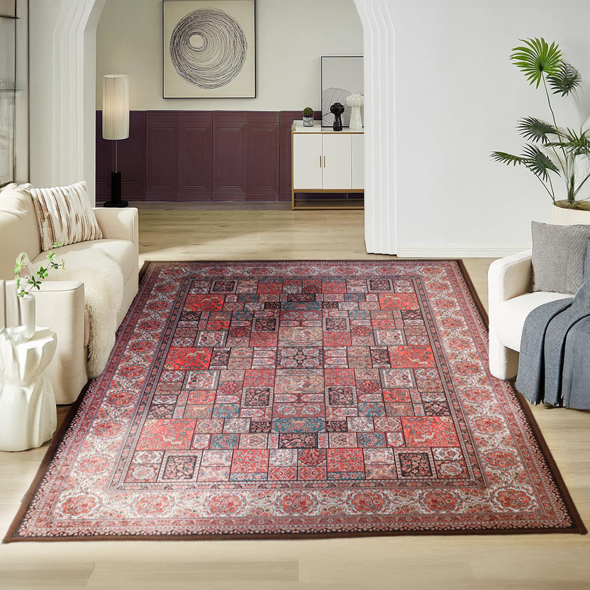 STATUS 120 cm  X 180 cm Velvet Carpet(Rectangle, Orange)