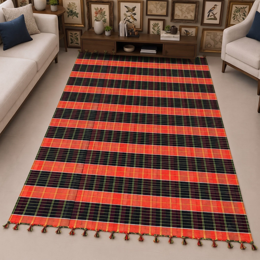 ZEIDHANLOOM 172 cm  X 254 cm Cotton Chatai(Rectangle, Red)