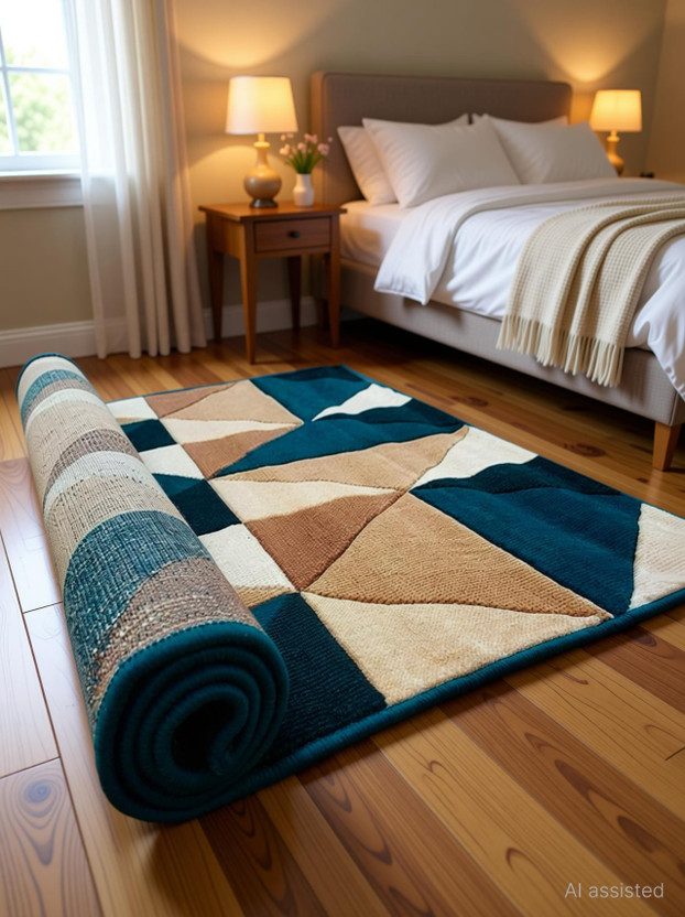 R CARPETS 5 ft  X 7 ft Silk, Wool Carpet(Rectangle, Multicolor)