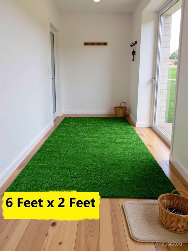 AAVAHAN Artificial Grass Door Mat(Green, Large)