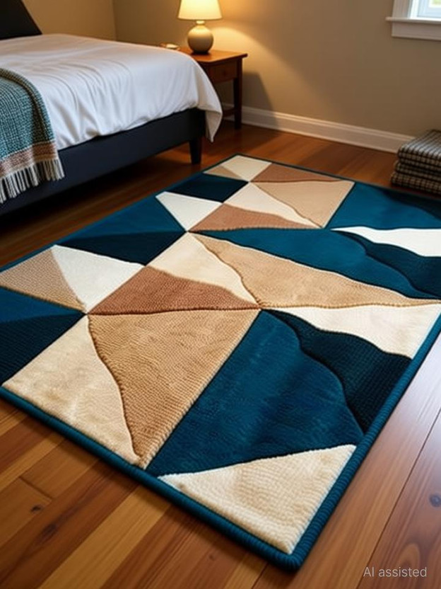 Samjeeda Handloom carpets 5 feet  X 7 feet Silk Carpet(Rectangle, Blue)