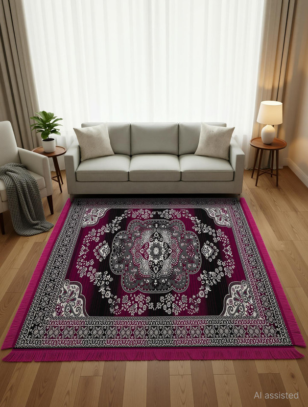 Nendle 137 cm  X 203 cm Acrylic Carpet(Rectangle, Pink)