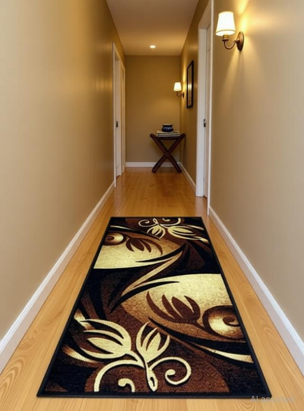 Sparklings 2 ft  X 5 ft Chenille Runner(Rectangle, White, Brown)
