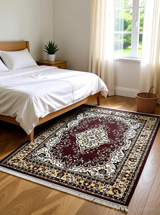 Ayan 5 cm  X 7 cm Acrylic Carpet(Rectangle, Brown)