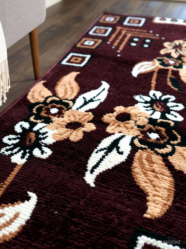 AfCarpets 1 cm  X 5 cm Acrylic, Silk Carpet(Rectangle, Brown)