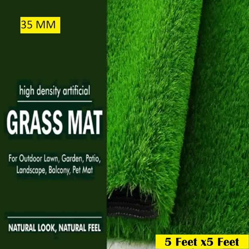 Kartikey Home Décor 152.4 cm  X 152.4 cm Polyester Grass Carpet(Rectangle, Green)