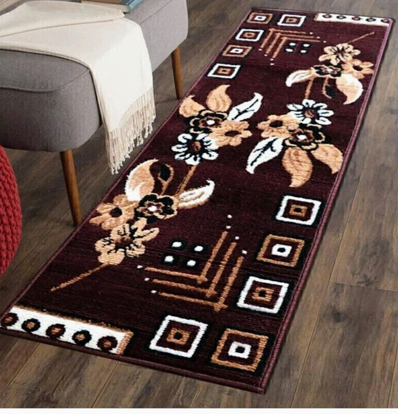 BhCarpets 2 ft  X 5 ft Acrylic Runner(Rectangle, Brown)