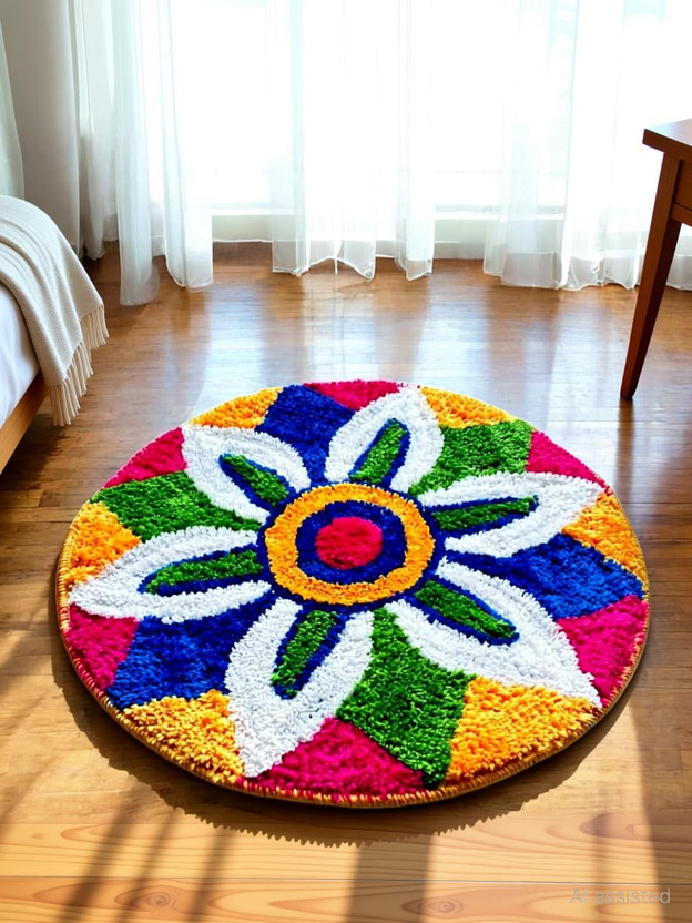Rylie 60 cm  X 60 cm Cotton Area Rug(Circle, Multicolor)