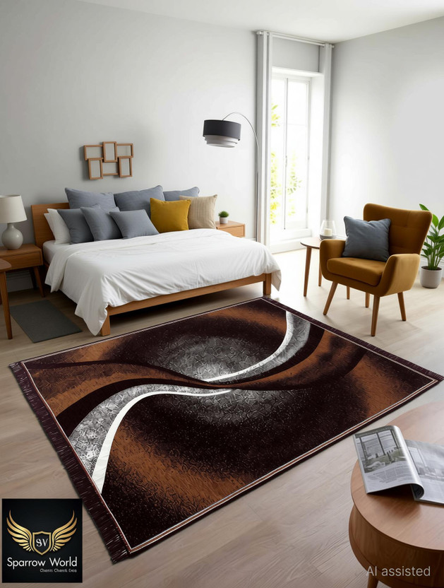 Sparrow Sparrow world 7 ft  X 5 ft Chenille Carpet(Rectangle, Brown) - Flipkart Deal