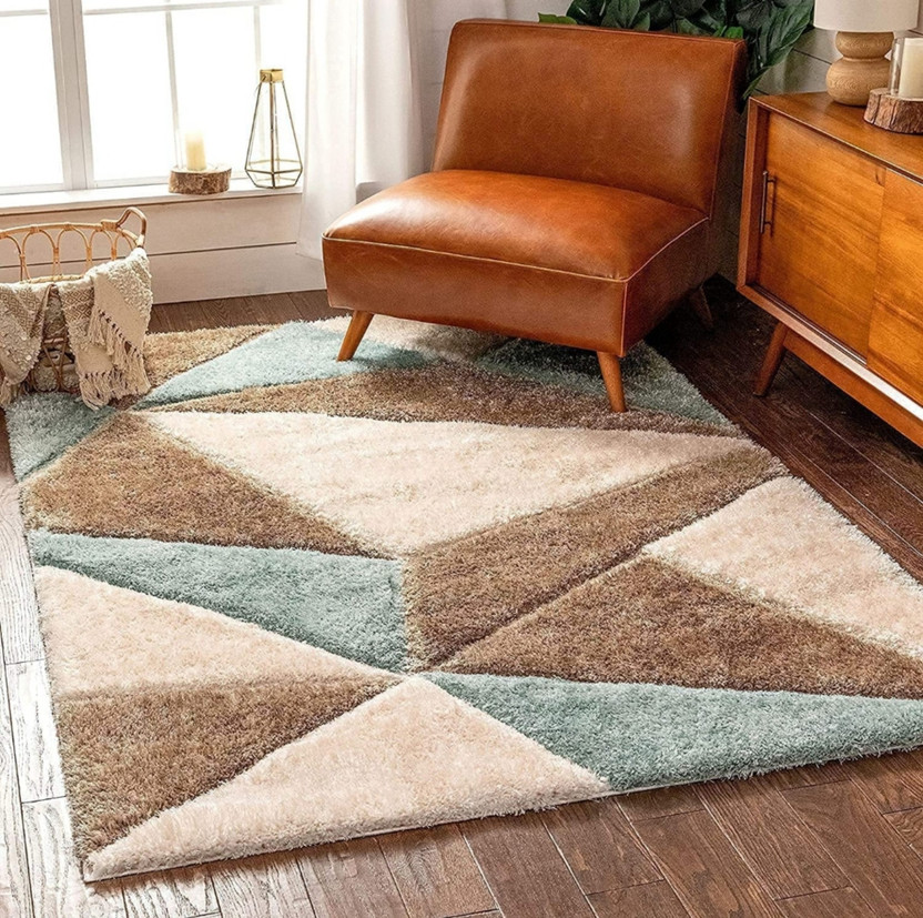 PARV HOME DECOR 182.88 cm  X 121.92 cm Polyester Runner(Rectangle, Beige, White)