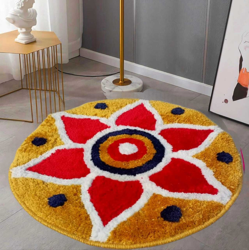Rylie 60 cm  X 60 cm Velvet Area Rug(Circle, Gold)