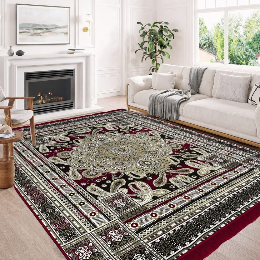 natures creation og 8 cm  X 7.5 cm Acrylic Area Rug(Rectangle, Maroon)